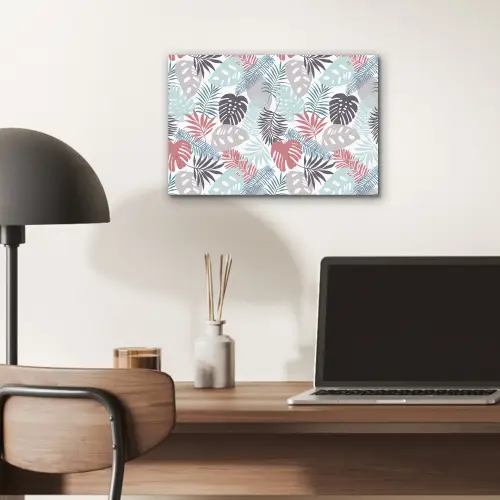 Bladeren - Jungle - Pastel - Tropisch aluminium wit klein -sfeer5