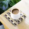 Waaier - Patroon - Zwart - Beige onderzetter kurk middel 366 -sfeer5