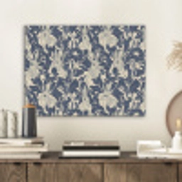 Hazen - Bladeren - Patroon - Blauw - Beige PET vilt klein 837 -sfeer1