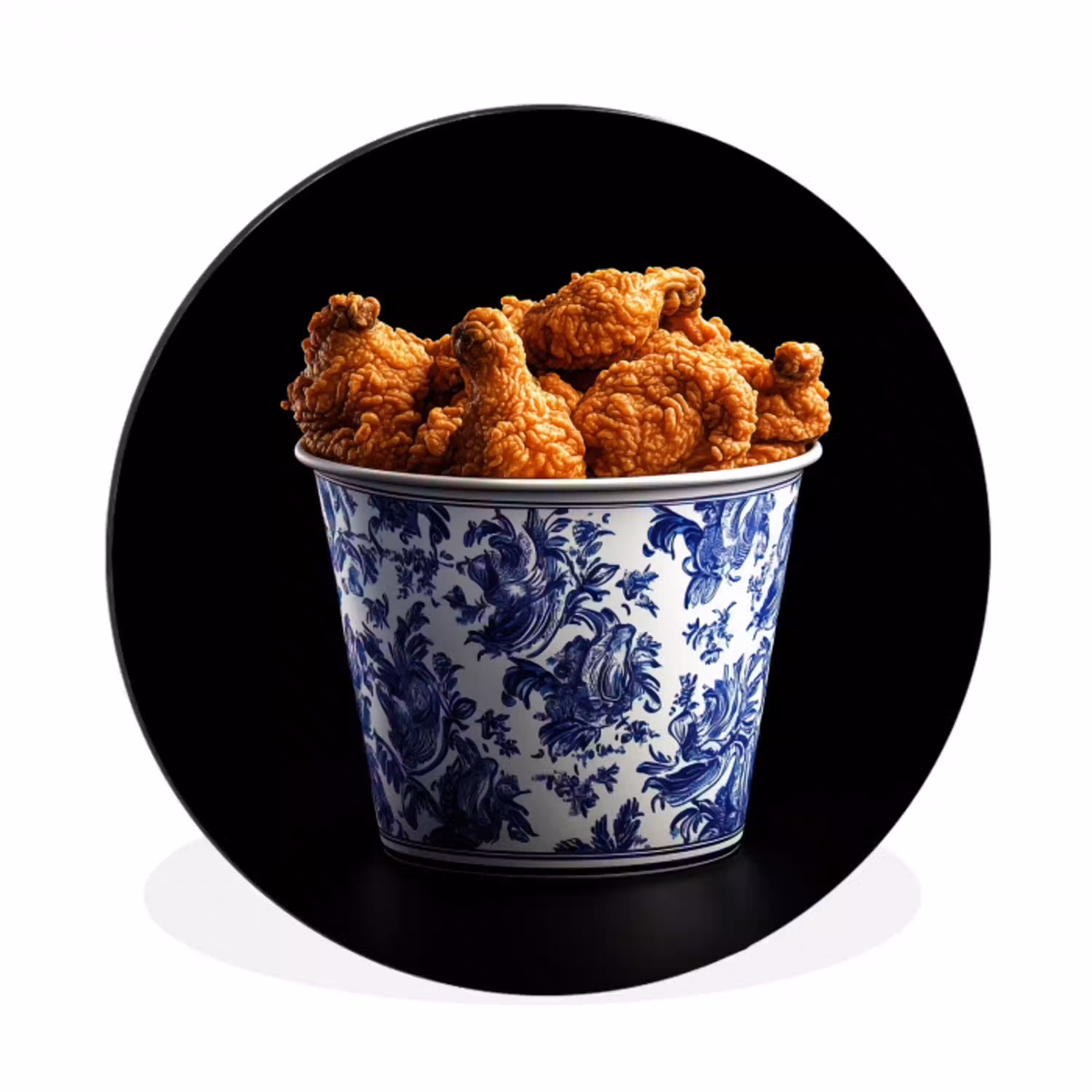 Kip - Bucket - Delfts blauw - Lekker Wandcirkel aluminium klein -3d