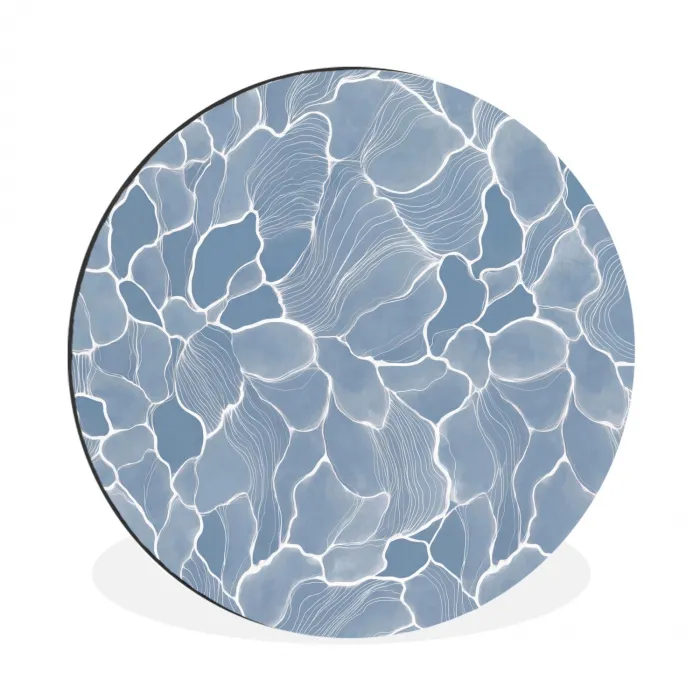 Abstract - Blauw - Bladeren Wandcirkel aluminium klein -3d