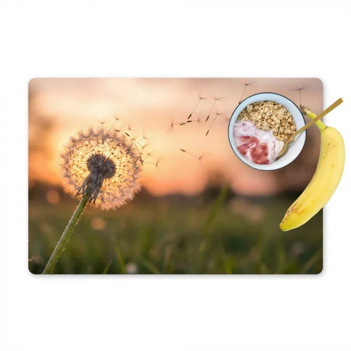 Paardenbloem - Zonsondergang - Veld Placemat vinyl groot -zzzproduct_Kitchenyeah-website