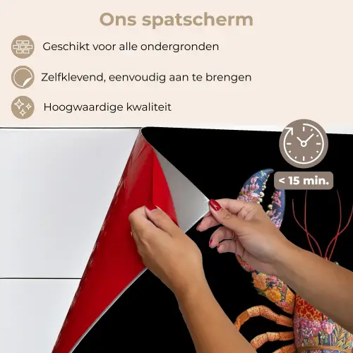 Kreeft - Borduur - Kleurrijk - Bloemen keuken achterwand spatscherm klein -spatscherm_NL