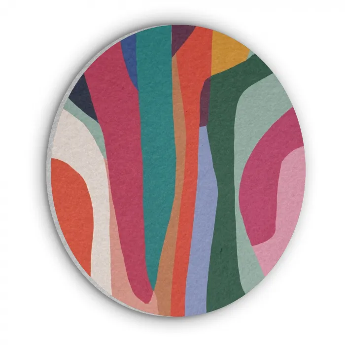 Vormen - Bochten - Kleurrijk - Abstract Akoestische PET Vilt - Rond klein -3d