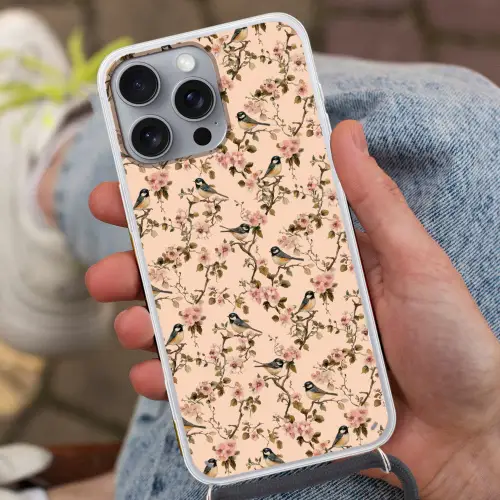 Bloesem - Koolmees - Roze Hoesje iPhone 16 Pro Max met koord klein 804 -sfeer3