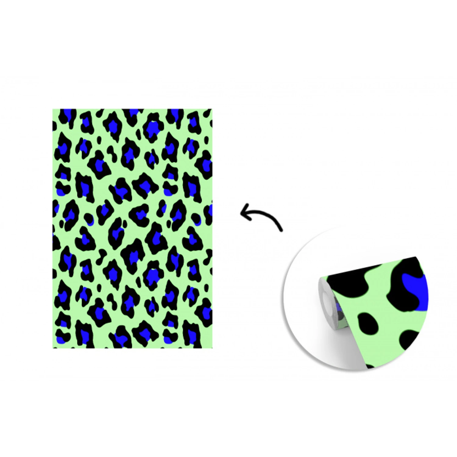 Panterprint - Blauw - Groen fotobehang vinyl groot 66 -3d