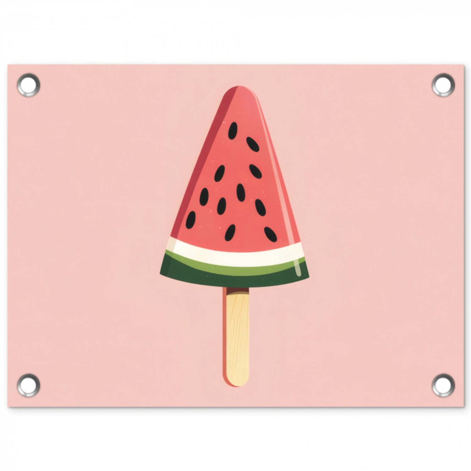 Watermeloen - Ijsje - Pitjes - Rood tuinposter los doek klein -3d