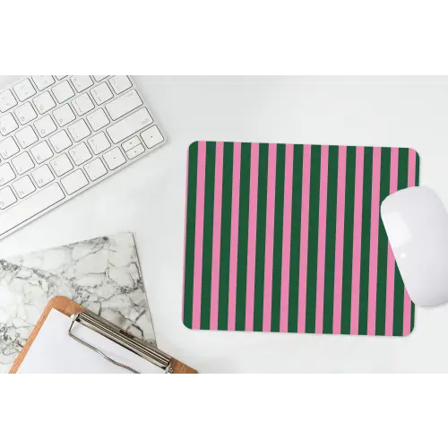Verticale strepen - Groen - Roze muismat rubber klein 262 -witbureau