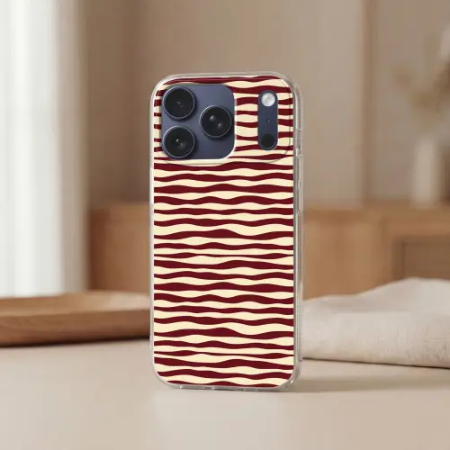 Golven - Rood - Patroon - Crème Telefoonhoesje iPhone 17 Pro klein 878 -sfeer2