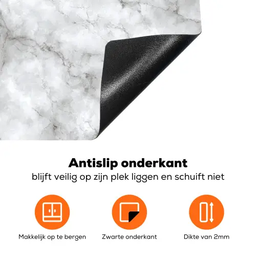 Grijs - Marmer - Klassiek - Aders Inductie beschermer vinyl 3mm klein 276 -zzzzzzz-td-onderkant