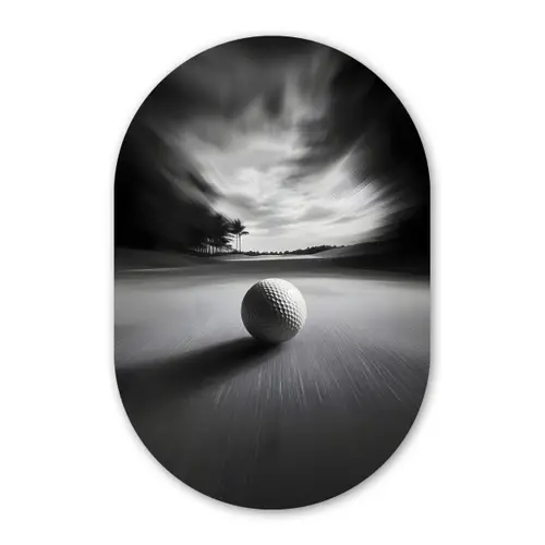 Golfbal - Wazig - Zwart Wandcirkel Ovaal Forex klein -3d