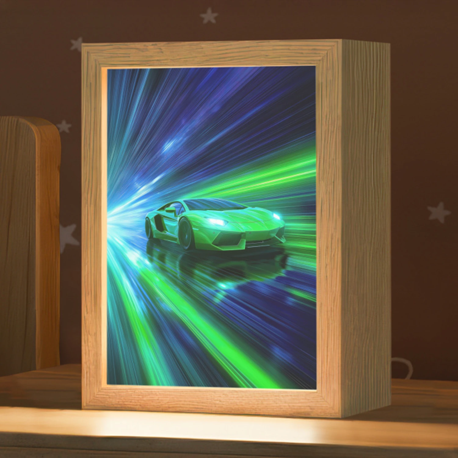 Snelheid - Licht - Sportwagen - Groen Light Box met kabel klein -zzz_3d_website
