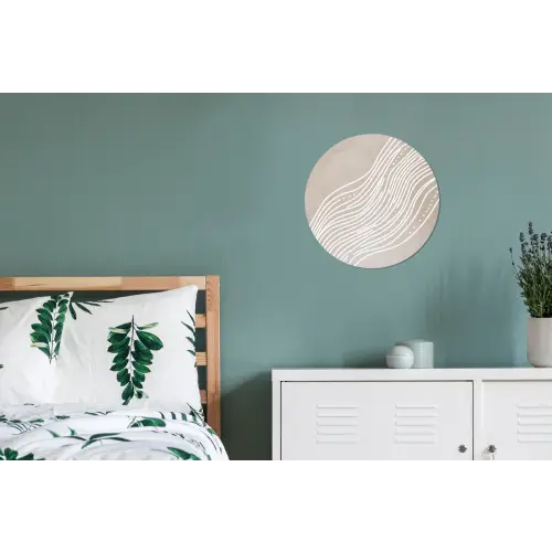 Golvende lijnen - Vloeiend - Zandkleurig Wandcirkel aluminium klein -slaapkamer