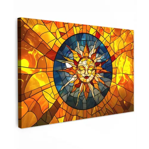 Mozaïek - Zon - Geel - Cirkel canvas 2cm klein -z3d