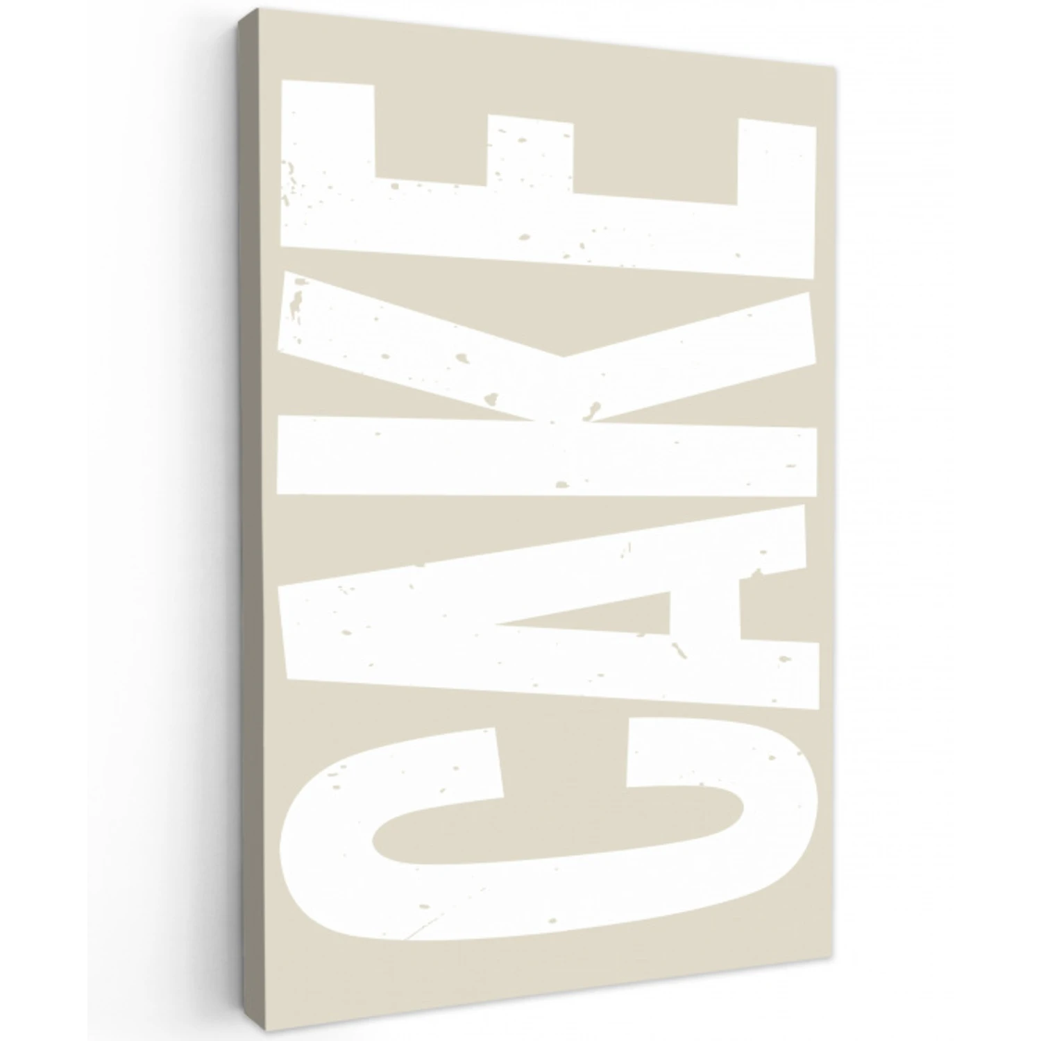 Cake - Woord - Japandi - Wit Tuinposter op houten frame 2 cm dik klein -3d