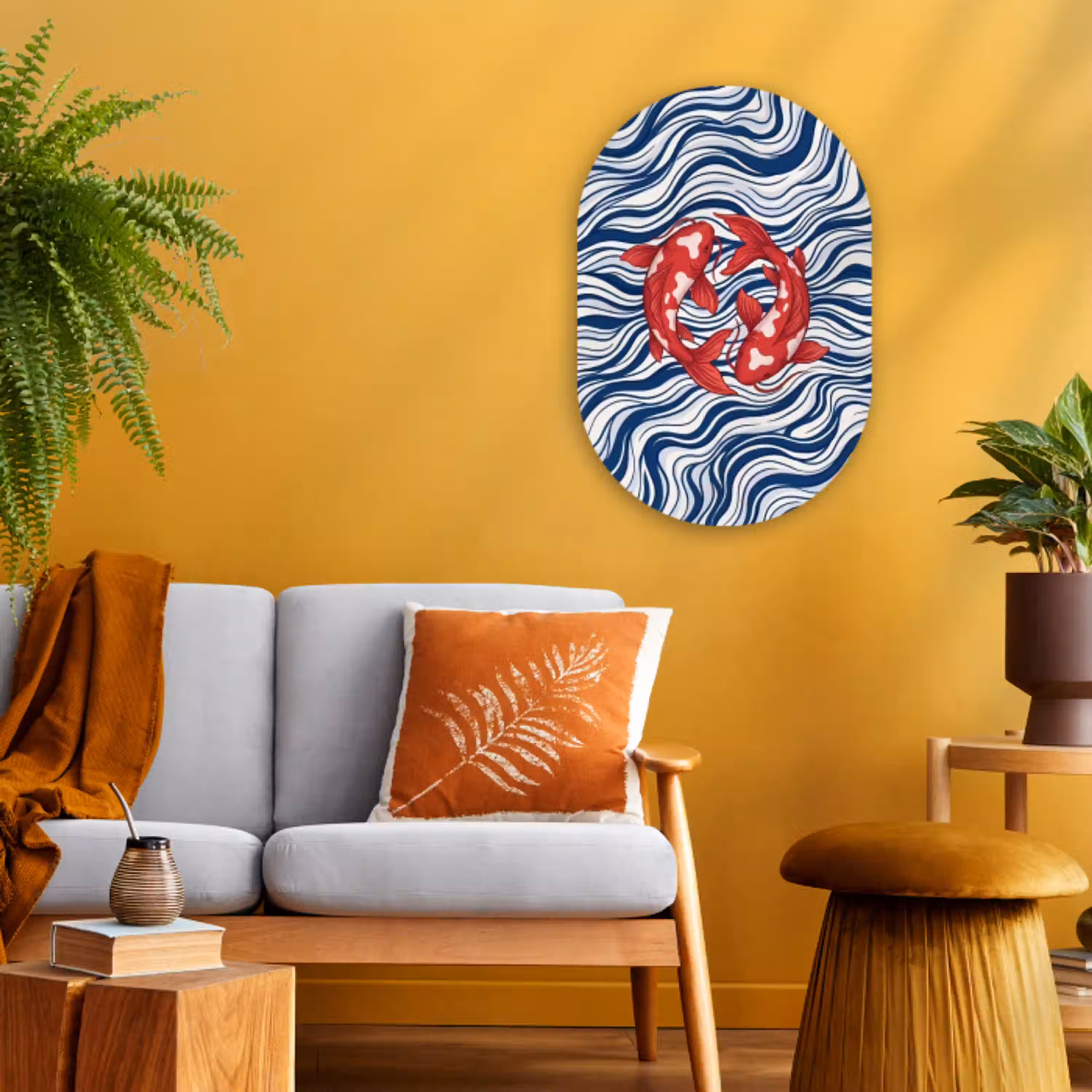 Vis - Water - Natuur - Illustratie - Rood Wandcirkel Ovaal Forex klein -sfeer4