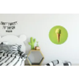 Hoorntje - Schepijs - Groen Wandcirkel aluminium klein -kinderkamer