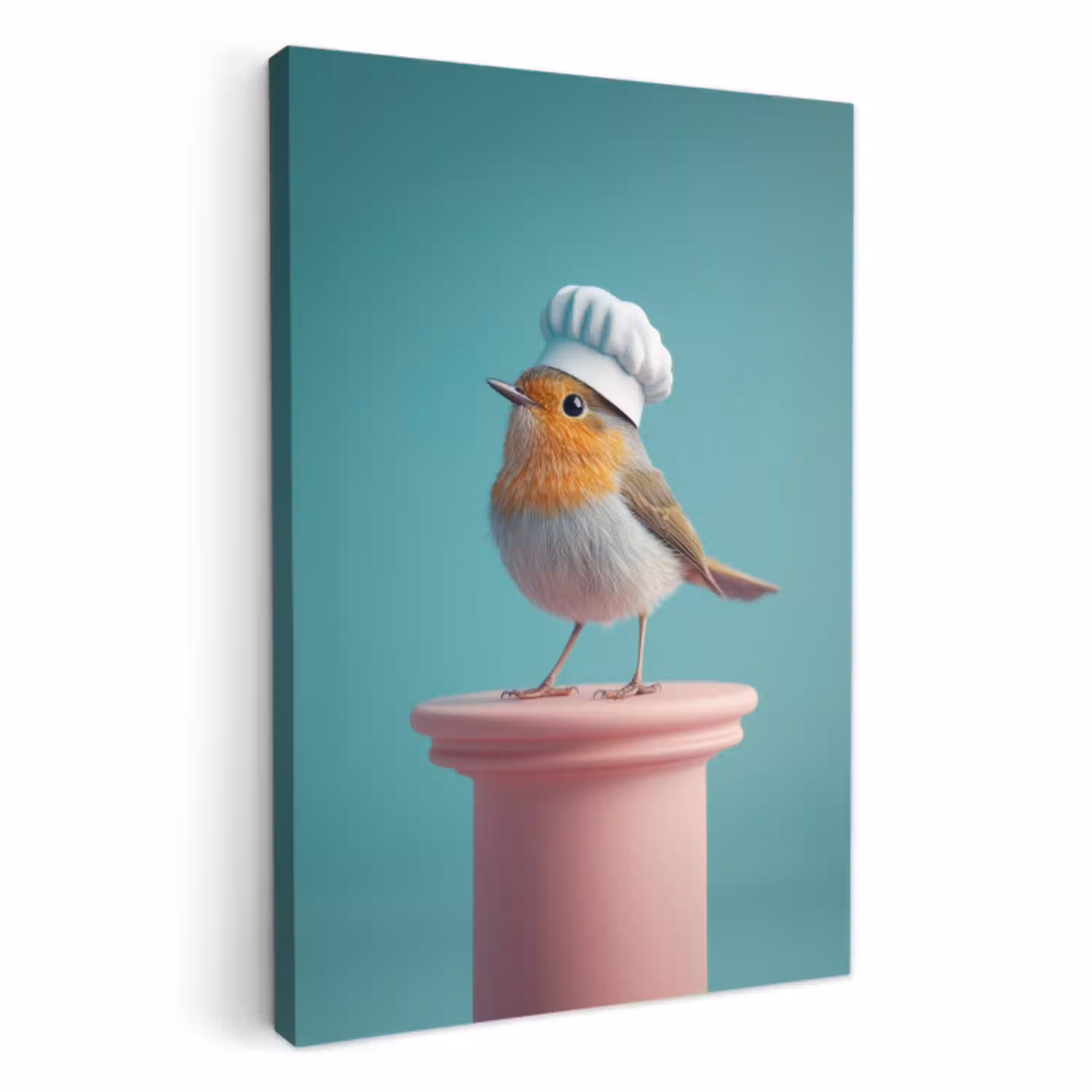 Roodborstje - Vogel - Koksmuts - Sokkel KitchenYeah - Keuken - Canvas klein -3d