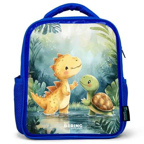 Dino - Schildpad - Jungle Kinderrugzak - Blauw middel -3d