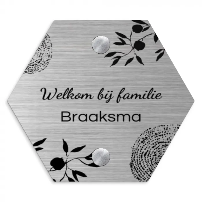 Illustraties - Metaal - Sierlijk Naambord Hexagon klein -3d