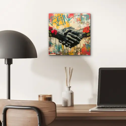 Graffiti - Rozen - Handen - Street art - Banksy aluminium wit klein -sfeer5