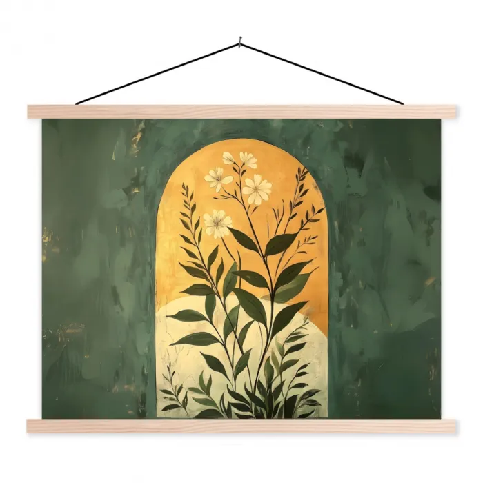 Plant - Bloemen - Wit textielposter latten blank klein -3d