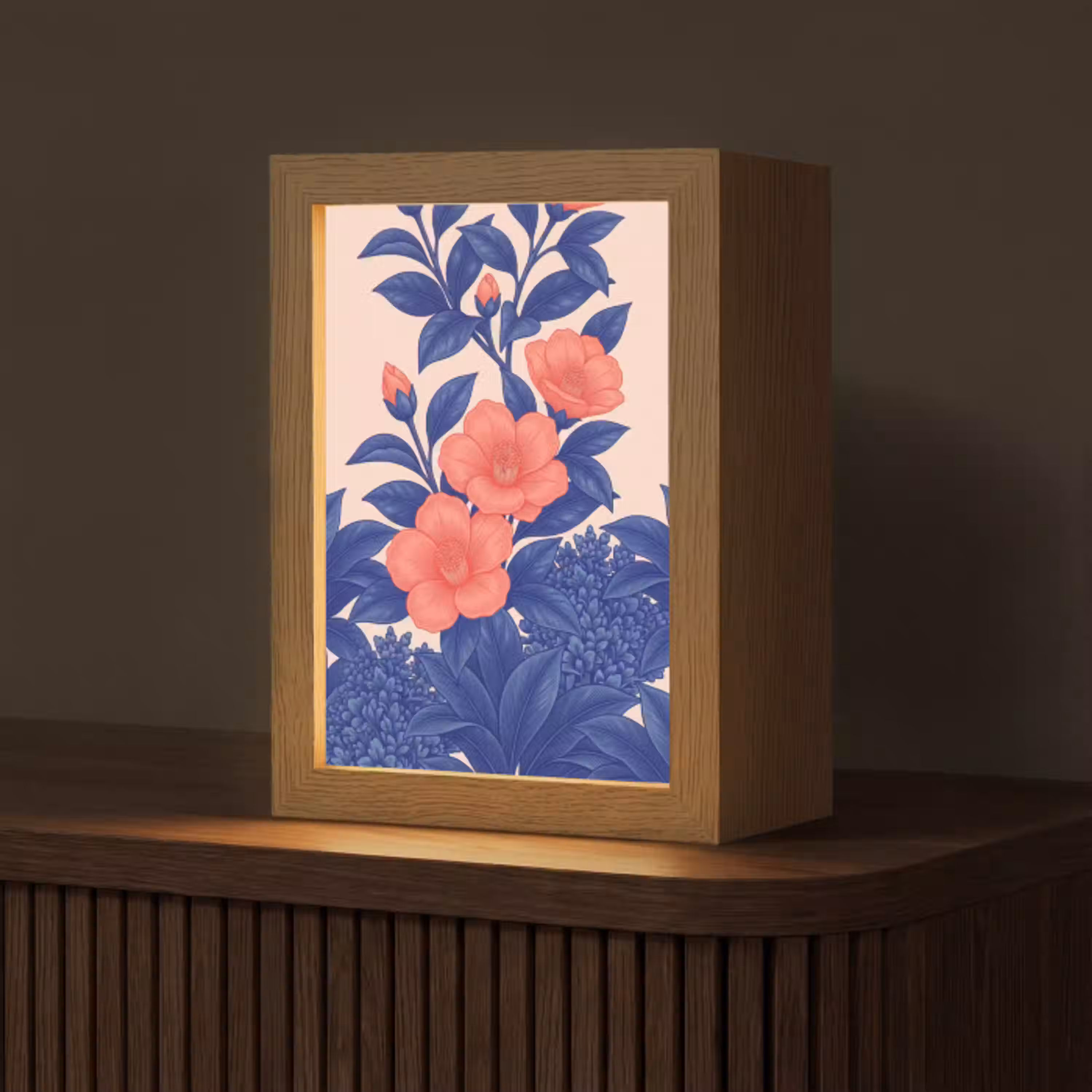 Bloemen - Bladeren - Botanisch Light Box met kabel (Tafellamp) klein -z3d_website