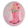 Roze - Bloemen - Cowboy Akoestische PET Vilt - Rond klein -3d