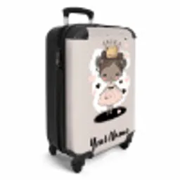 Prinses op gekleurde achtergrond met roze en zwarte hartjes NBS - Handbagage koffer - Kinderen Unisex middel -productfoto_3d