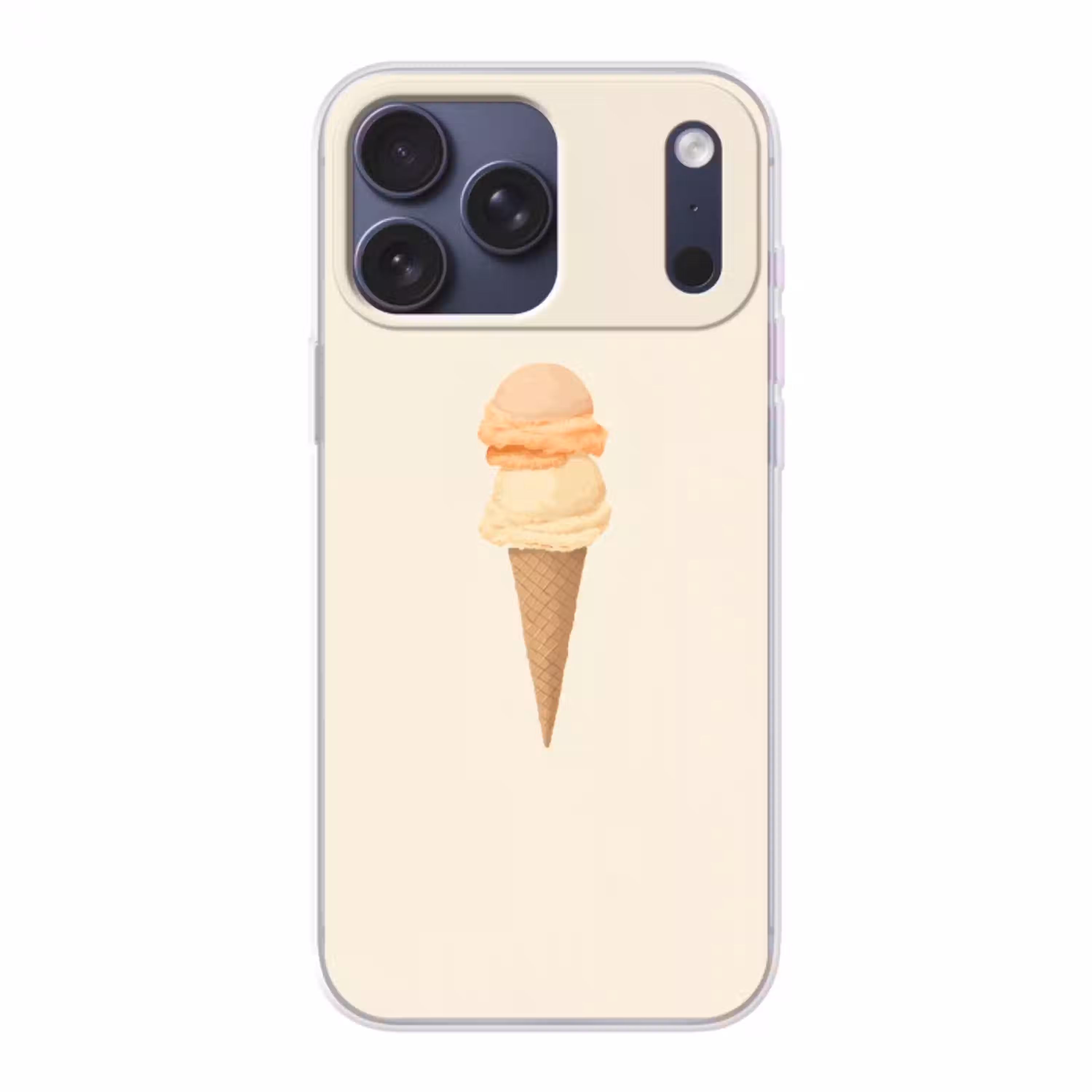 Minimalistisch - Schepijs - Hoorntje - Beige Telefoonhoesje iPhone 17 Pro Max klein -3d