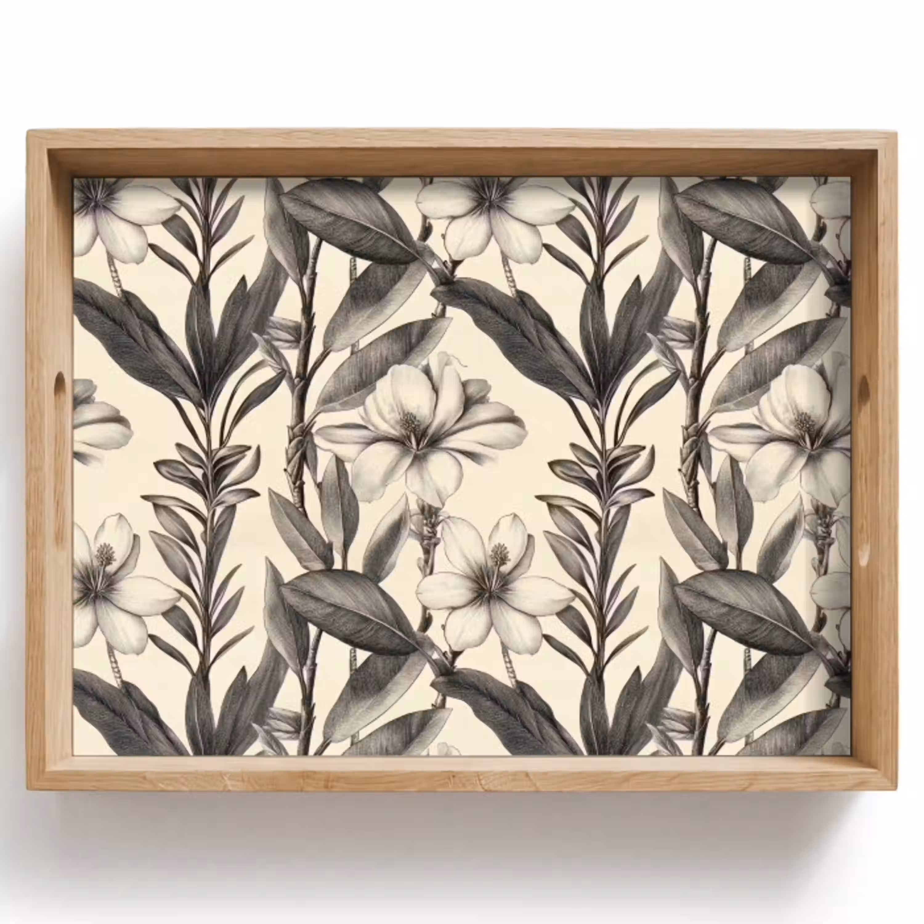 Klassiek - Botanisch - Zwart - Beige Dienblad Rechthoek middel 911 -z3d_shopping