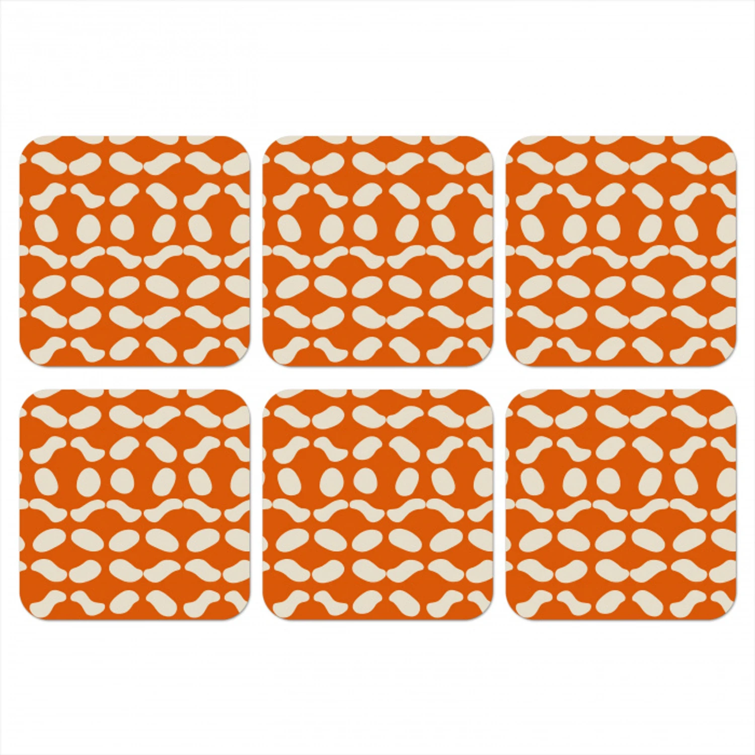 Oranje - Organische vormen - Wit onderzetter kurk middel 366 -3d