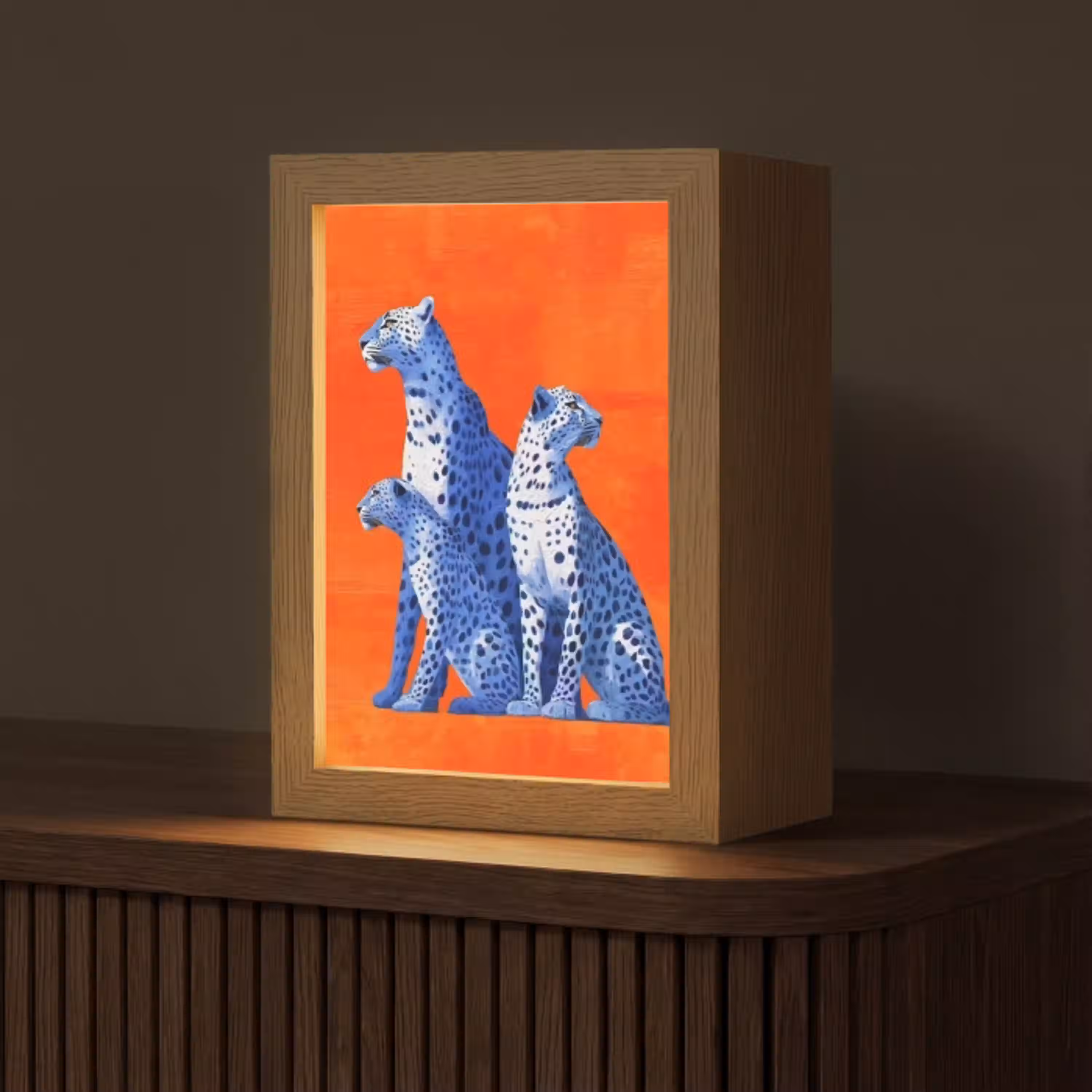 Luipaarden - Stippen - Oranje Light Box met kabel (Tafellamp) klein -z3d_website