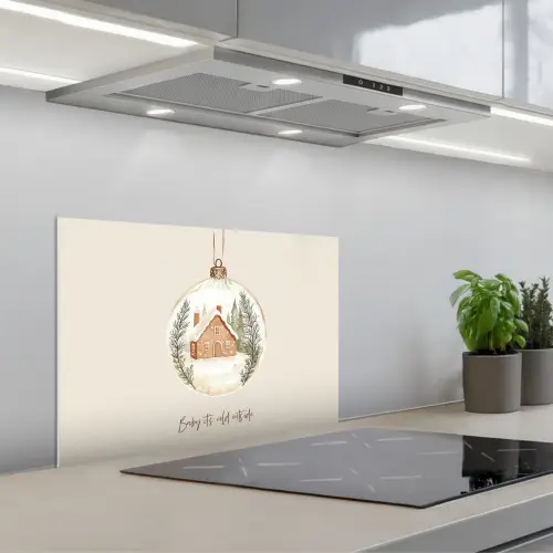 Quote - Winter - Kerst - Beige - Kerstbal keuken achterwand spatscherm klein -3d_schuin