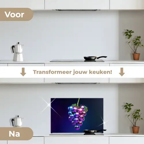 Paars - Disco - Feest - Druif keuken achterwand spatscherm klein -voor_na_NL