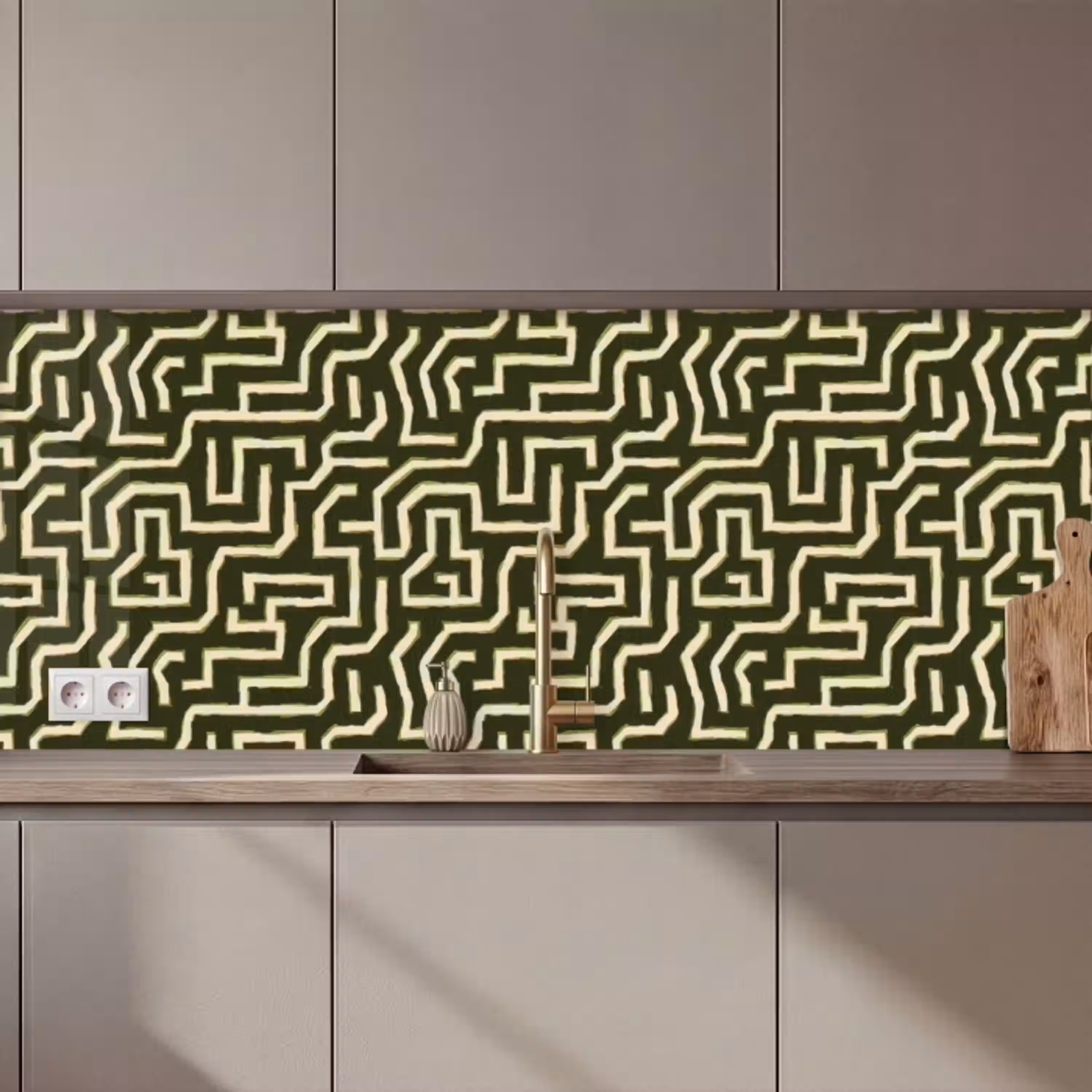 Lijnen - Abstract - Groen keuken achterwand 2 middel 871 zz_3dshopping