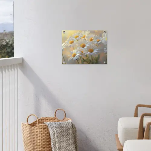Madeliefjes - Wit - Zonlicht tuinposter los doek klein -sfeer8