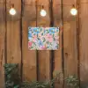 Blauw - Roze - Bloemen tuinposter los doek klein -sfeer1