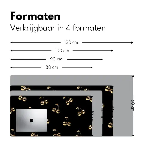 Patroon - Kersen - Goud - Chrome Muismat XXL klein -sfeer5