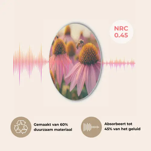 Bloemen - Paars - Bijen Akoestische PET Vilt - Rond klein -USP_NL