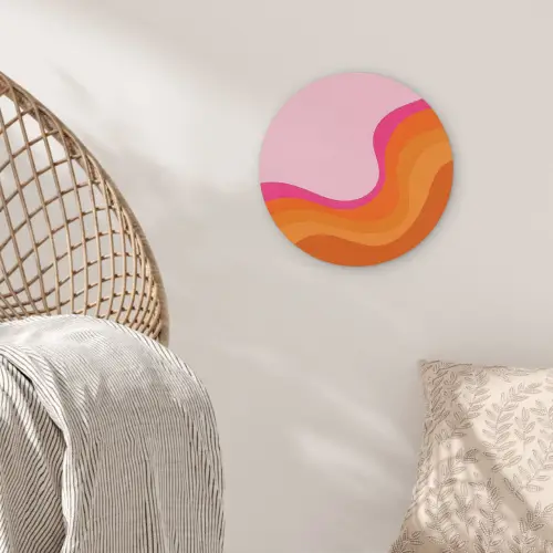 Retro - Waves - Kleurrijk Akoestische PET Vilt - Rond klein -sfeer4