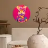 Konijn - Bloemen - Kleurrijk - Kimono Wandcirkel plexiglas klein -sfeer1