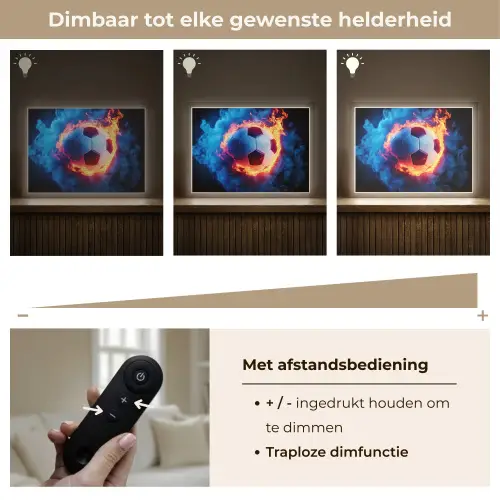 Voetbal - Vuur - IJs - Blauw Light Box met batterij (Wandlamp kind) middel -USP_dimbaarNL