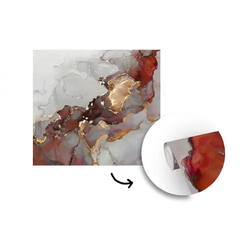 Rood - Marmer - Goud fotobehang vinyl groot -3d