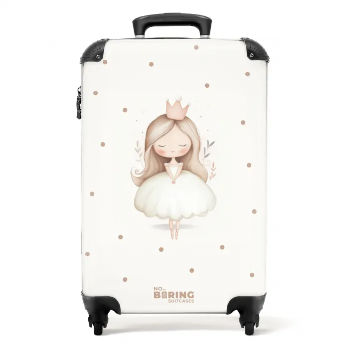 Ballerina prinses tussen beige stippen NBS - Handbagage koffer - Kinderen Unisex middel -productfoto_recht