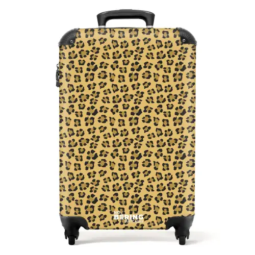 Luipaardprint op goudgele achtergrond NBS - Handbagage koffer - Kinderen Unisex middel -productfoto_recht