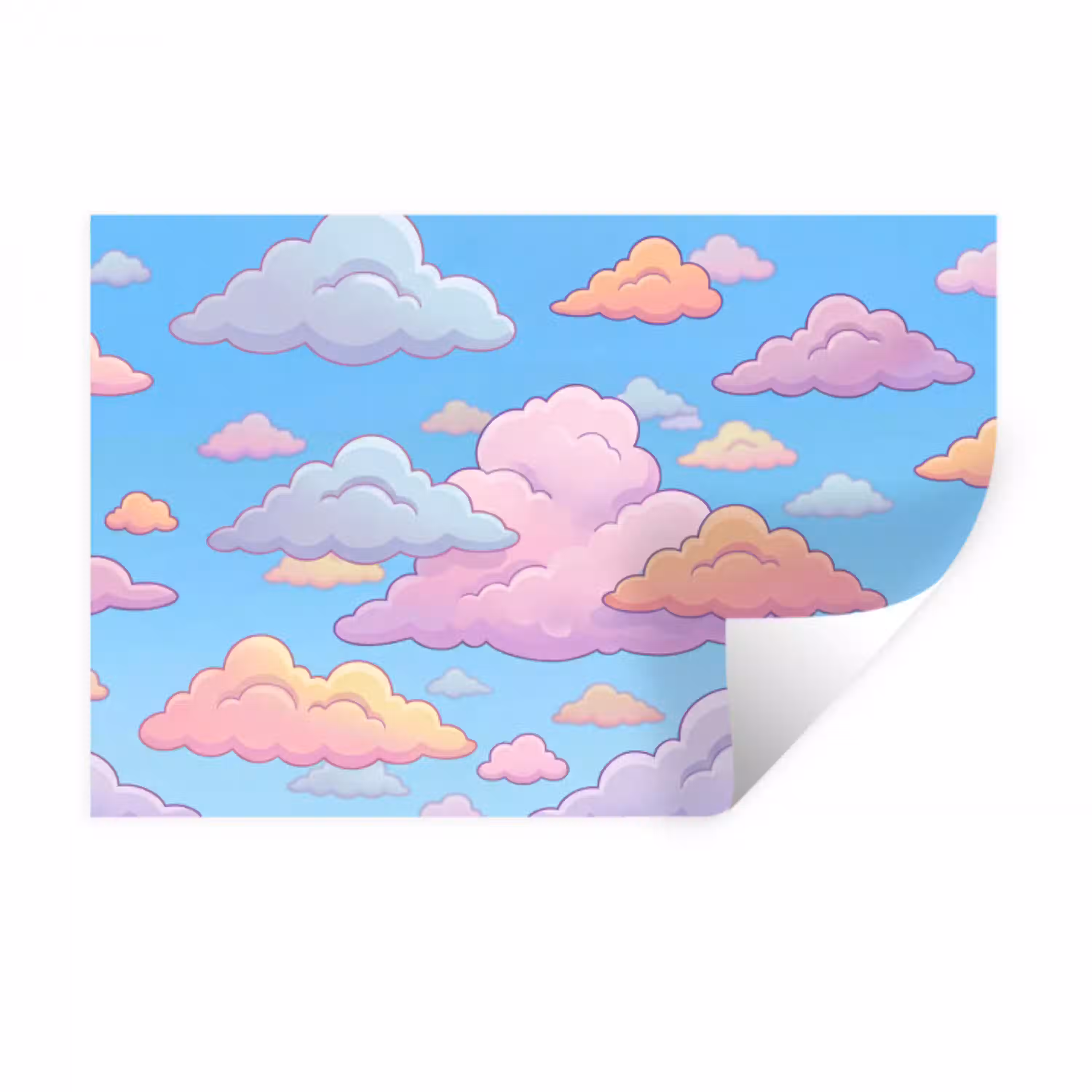 Wolk - Lucht - Natuur - Illustratie - Pastel Muursticker klein -3d