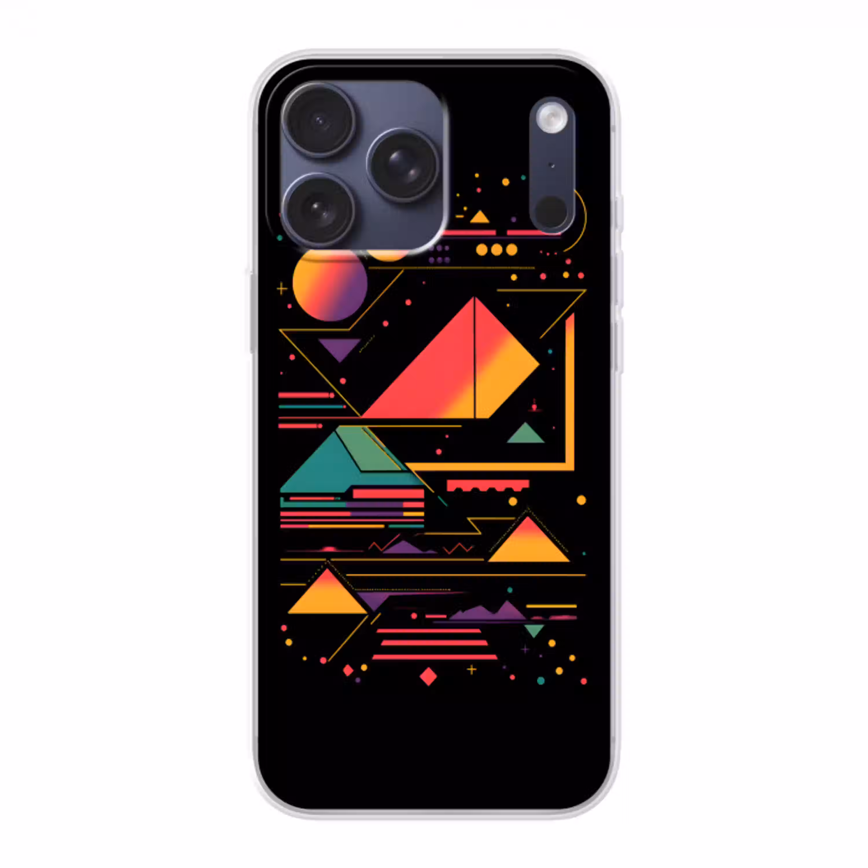 Piramides - Cirkels - Neonkleuren - Geometrisch Telefoonhoesje iPhone 17 Pro Max klein -3d