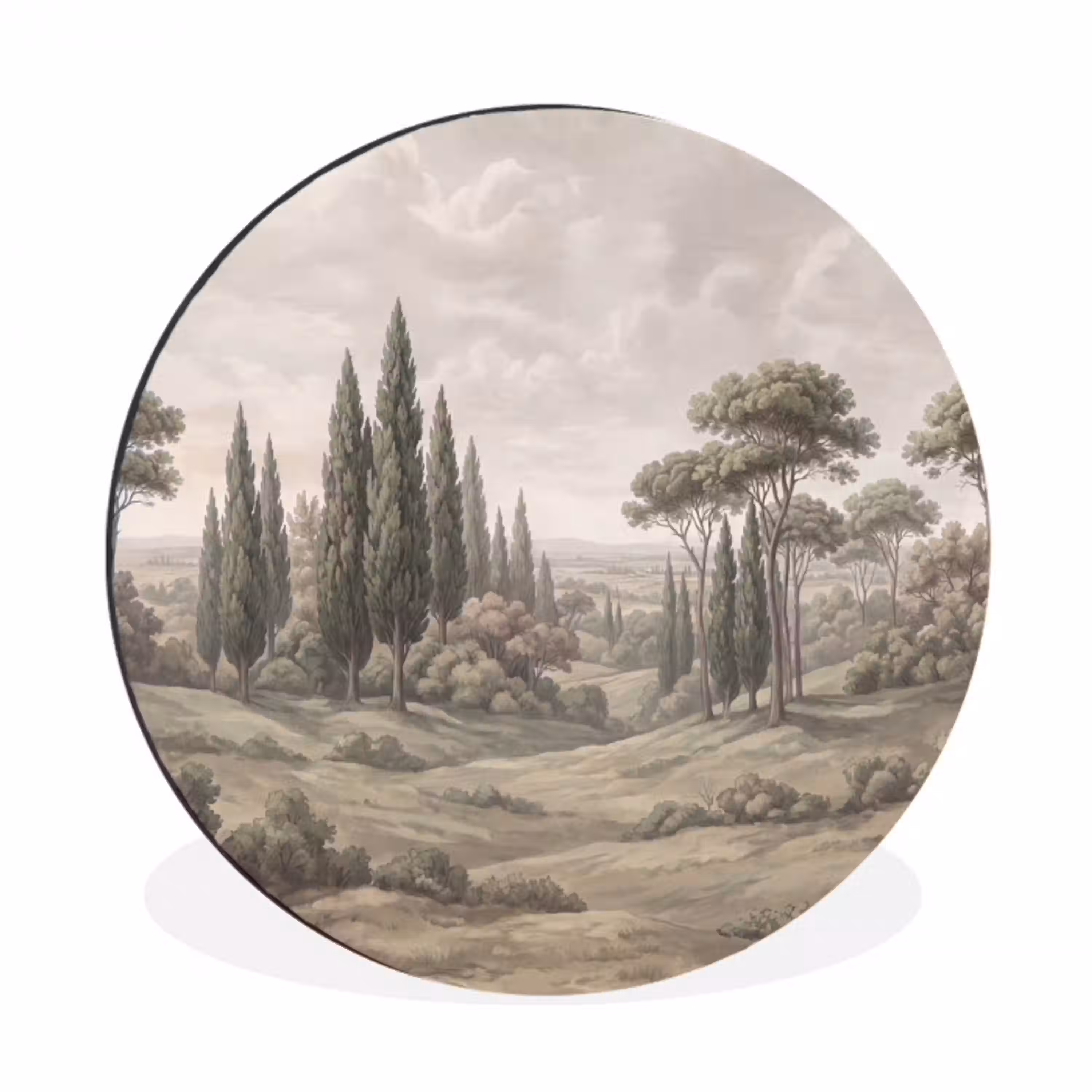 Vallei - Bos - Natuur - Groen Wandcirkel aluminium klein -3d