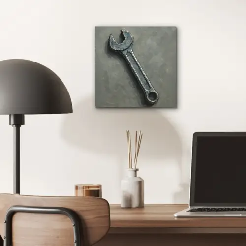 Steeksleutel - Schilderij - Gereedschap - Verf aluminium wit klein -sfeer5